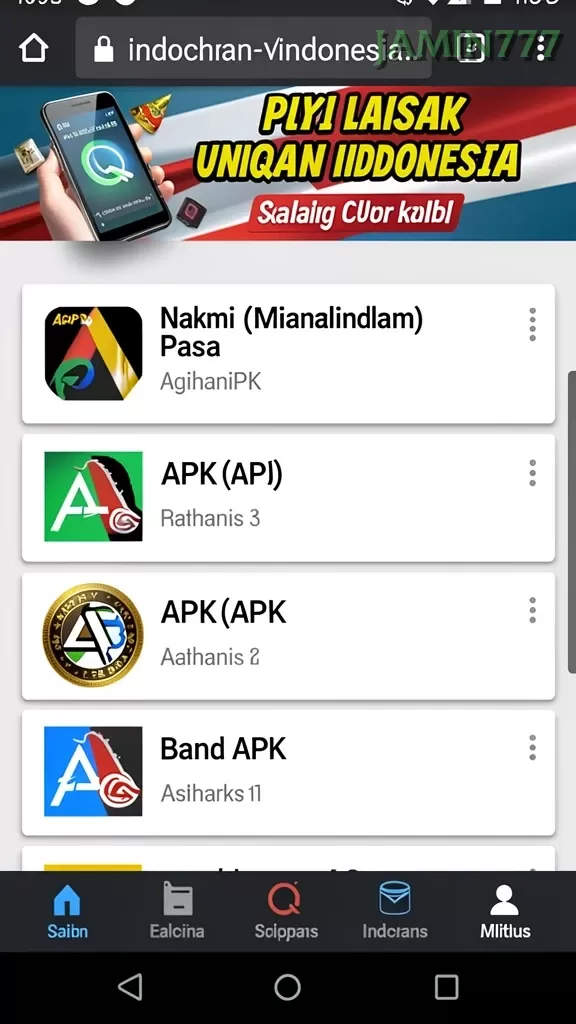 Cuplikan layar NEXGID — menu navigasi