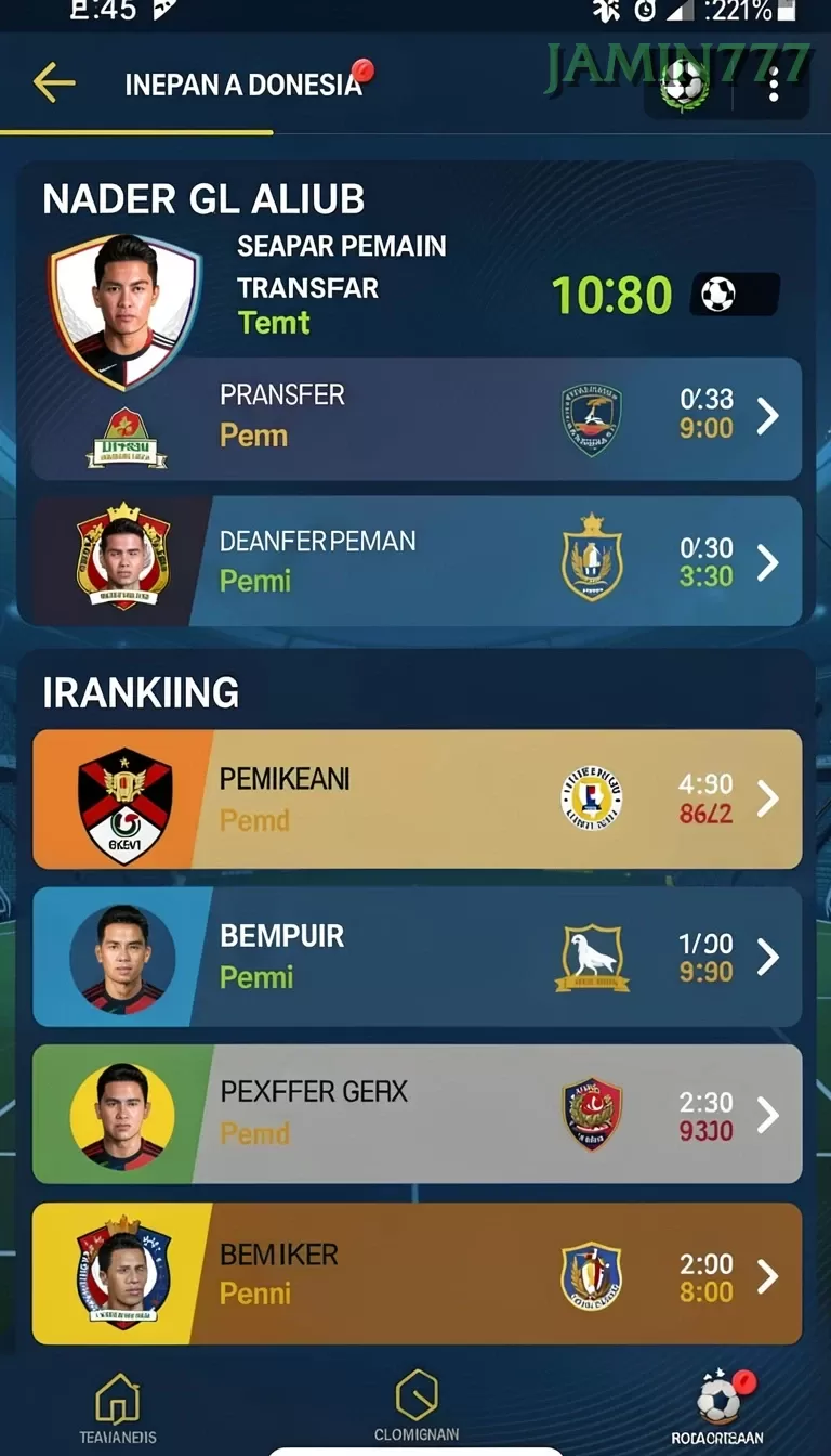 Cuplikan layar IN22 — menu navigasi